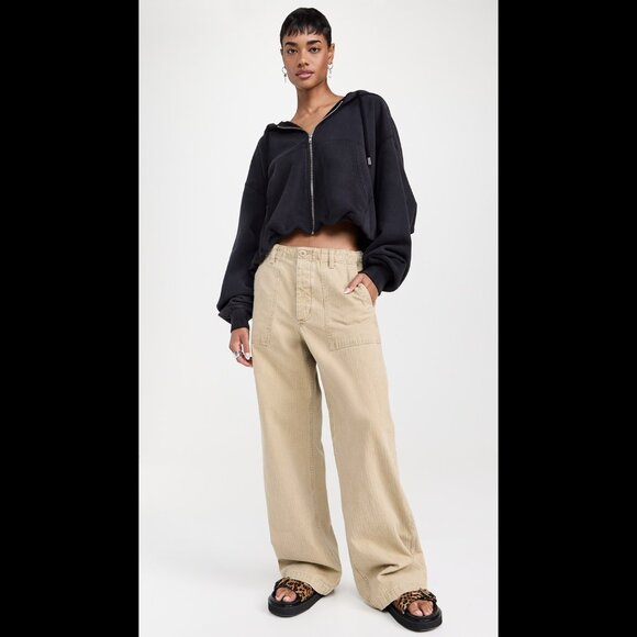 R13 NWT Wide Leg Utility Pants 29 Khaki Beige - Picture 1 of 11